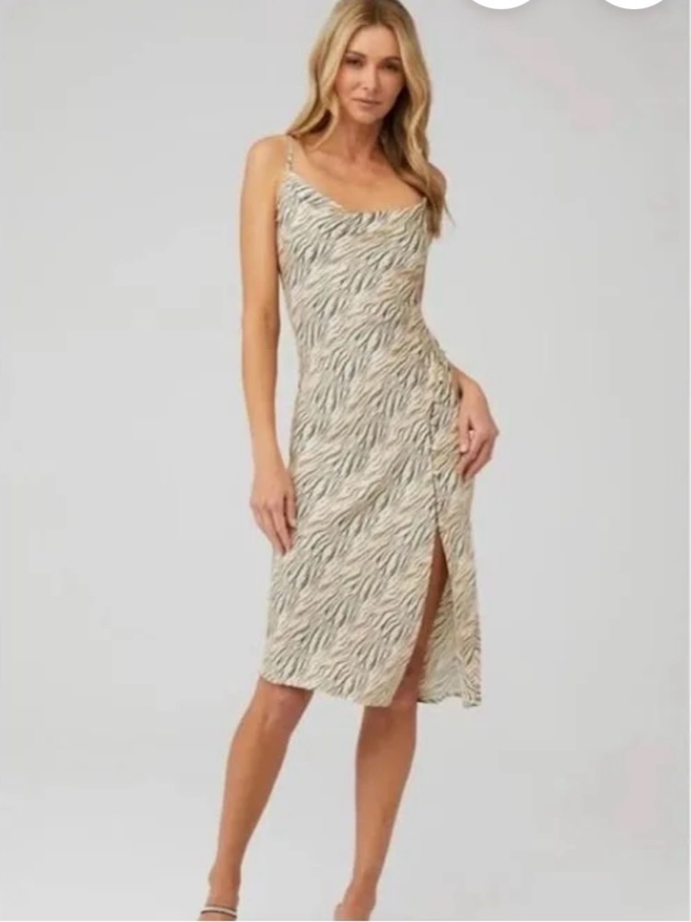 For Love & Lemons Zebra Slip Maxi Dress | Y2K Cowl Neck | Mob Wife Resort S